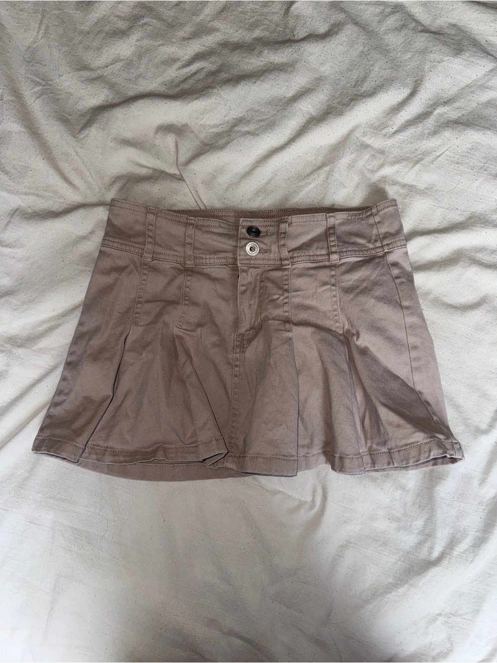 Re Generation Pleated Mini Skirt Taupe Low Rise Y2K Size Small Like New